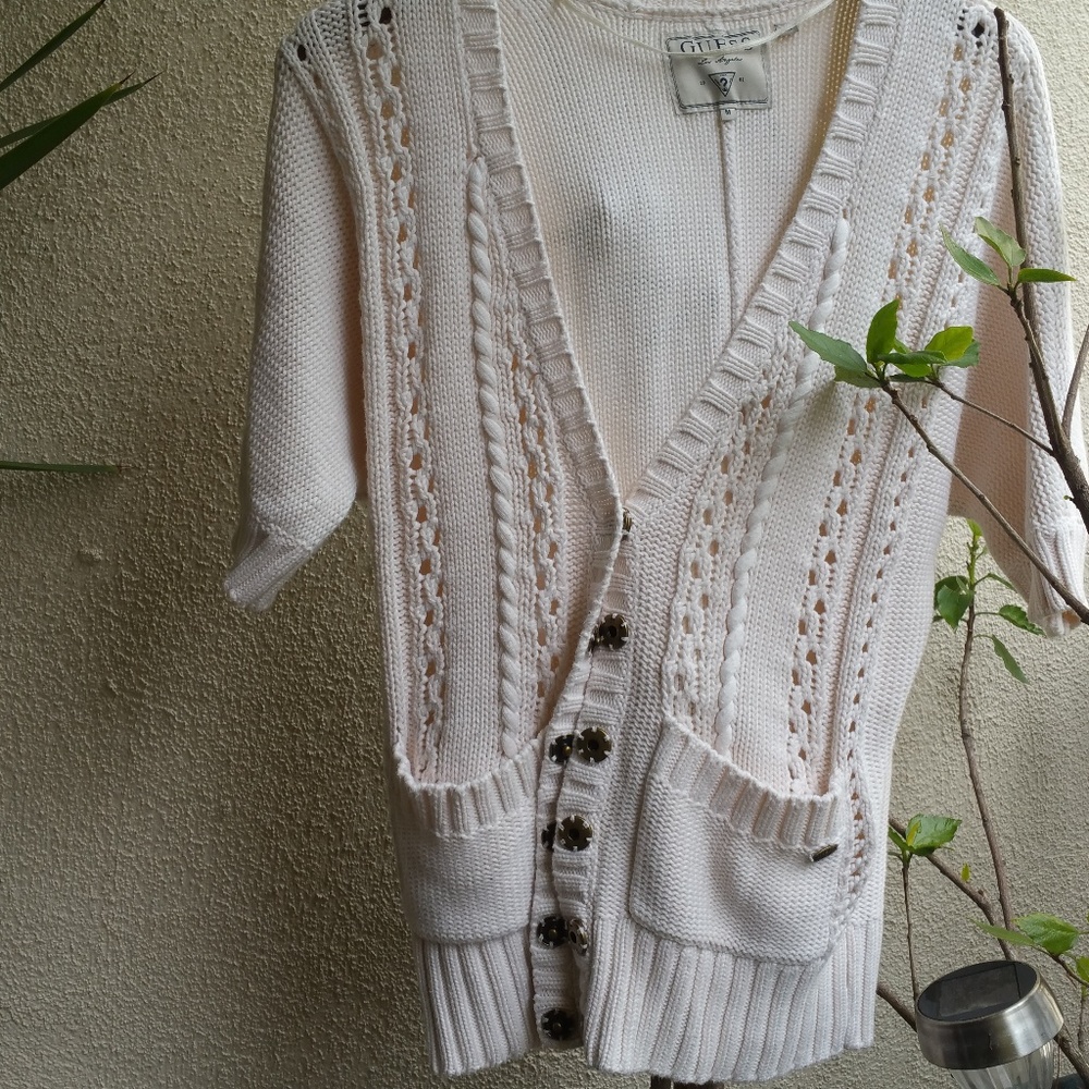 Guess! Cardigan Sweater With Cute Buttons And Pockets